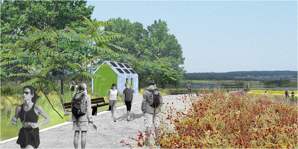 A rendering of the composting toilet comfort station at North Park, to be built within the next two years.