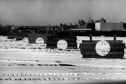 A large-scale 1973 installation at the Battery Park Landfill, now Battery Park City.