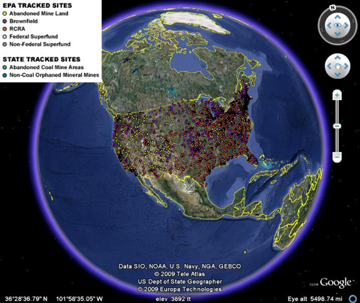 The Renewable Energy Interactive Mapping Tool on Google Earth allows users to locate EPA renewable energy siting on contaminated or mining land and to search via contaminated land type or renewable energy type.