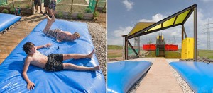 Kids playing in water park
