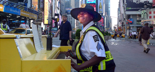 Image of traffic cop playing the piano