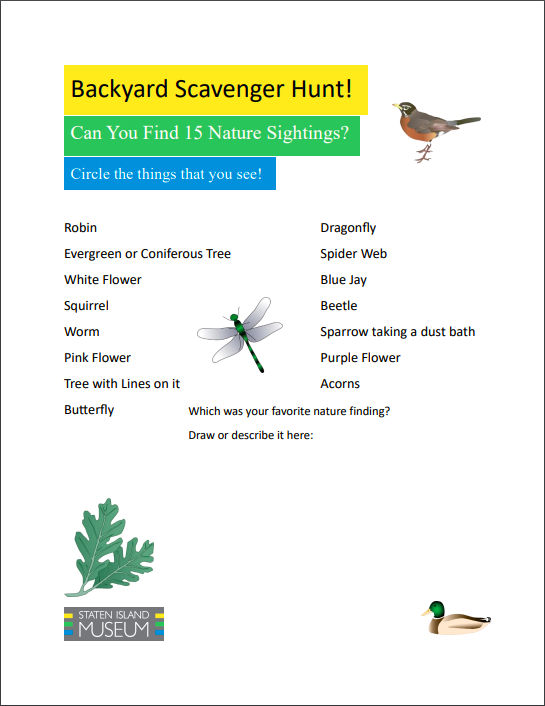 Printable nature explorer activities Freshkills Park